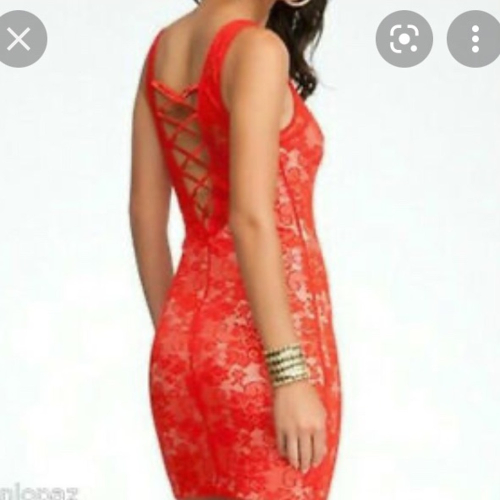 Red lace BEBE mini dress